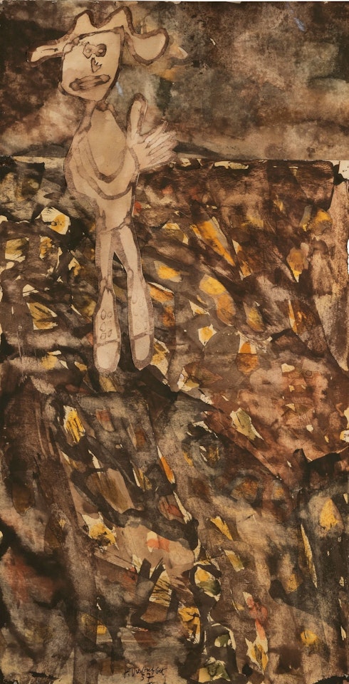 PERSONNAGE COIFFÉ D'UN CHAPEAU DANS UN PAYSAGE by Jean Dubuffet