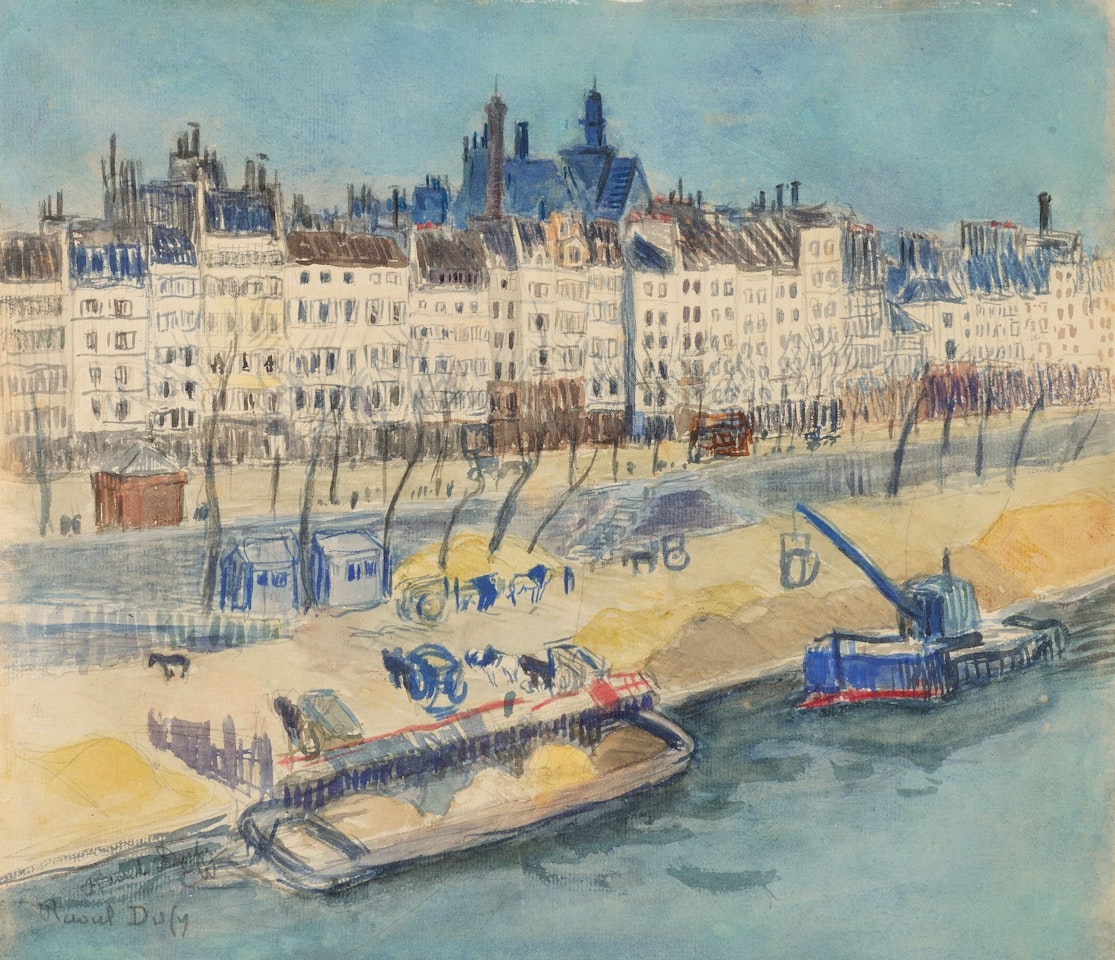 PARIS, PÉNICHES À QUAI by Raoul Dufy