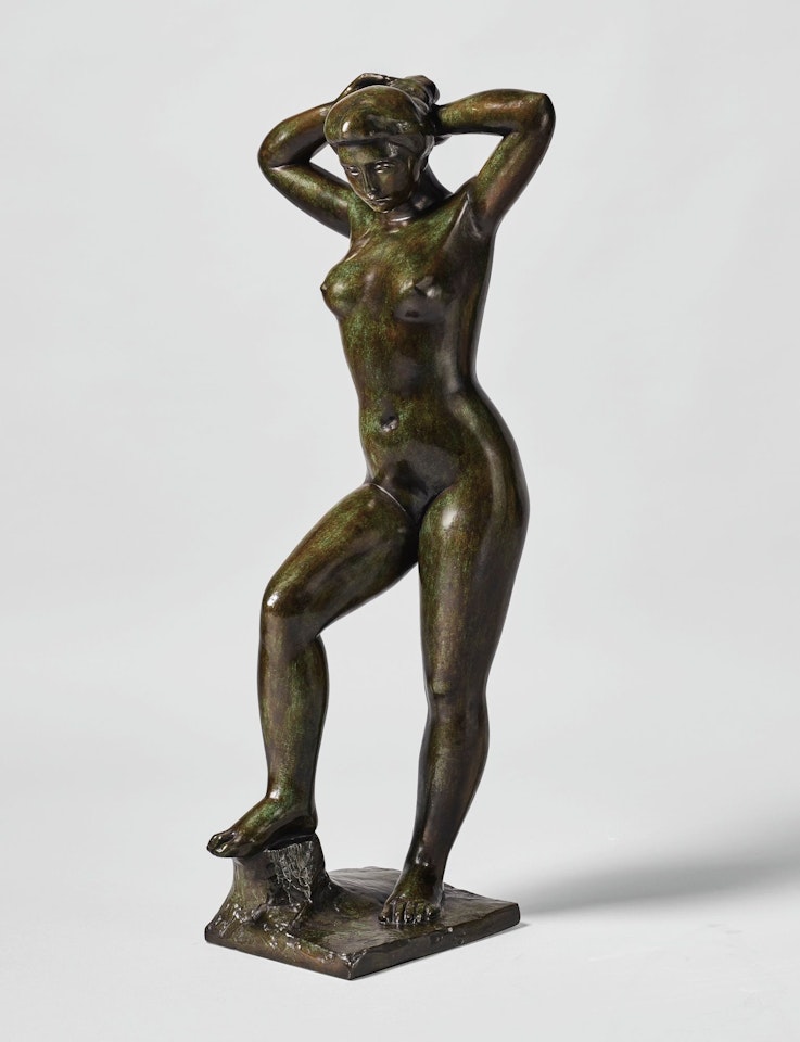 NU DEBOUT SE COIFFANT (BAIGNEUSE AUX BRAS LEVÉS) by Aristide Maillol