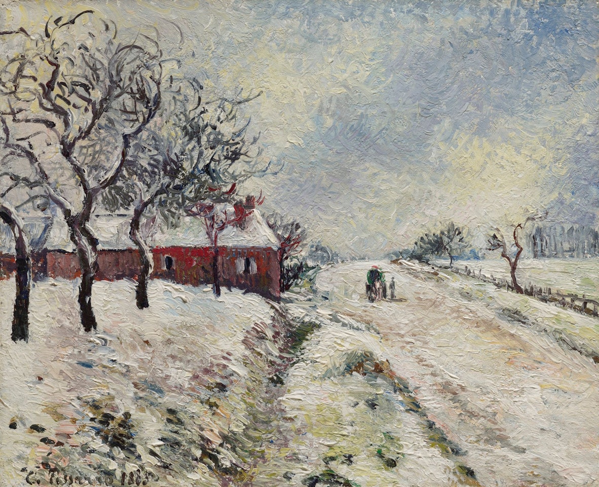 ROUTE ENNEIGÉE AVEC MAISON, ENVIRONS D'ERAGNY by Camille Pissarro