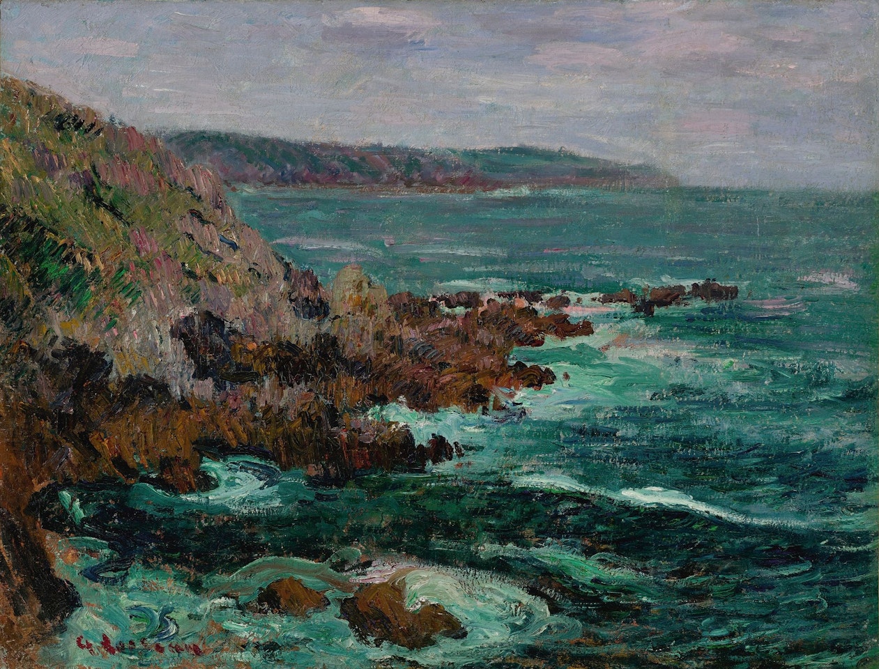 ROCHERS DOMINANT LA MER EN BRETAGNE by Gustave Loiseau