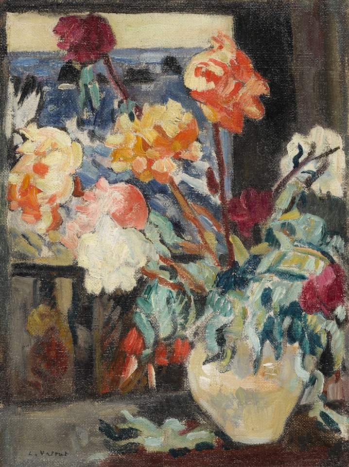 VASE DE PIVOINES DEVANT UNE FENÊTRE by Louis Valtat