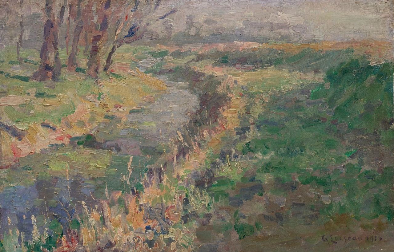 PAYSAGE RUISSEAU DANS LA CAMPAGNE by Gustave Loiseau