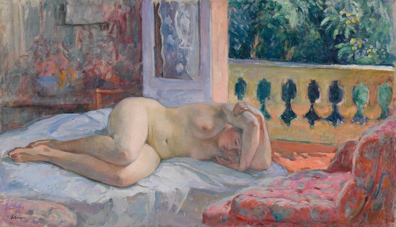NU COUCHÉ DEVANT LA FENÊTRE OUVERTE by Henri Lebasque
