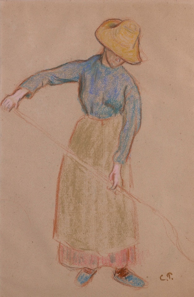 PAYSANNE À LA FOURCHE by Camille Pissarro