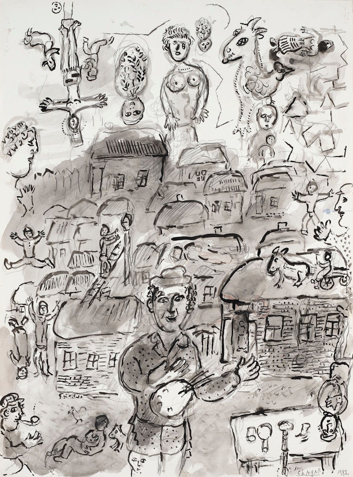 LE PEINTRE DANS SON VILLAGE by Marc Chagall