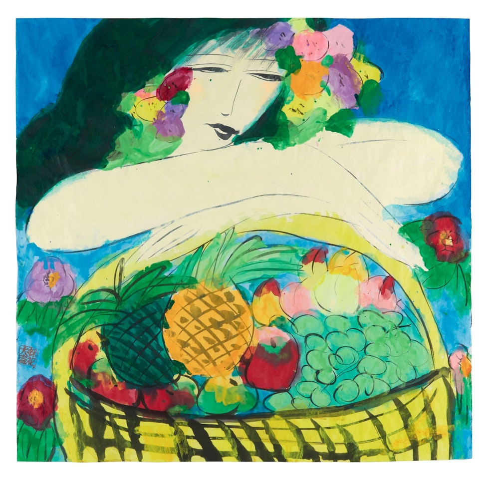 WOMAN WITH FRUITBASKET by Walasse Ting