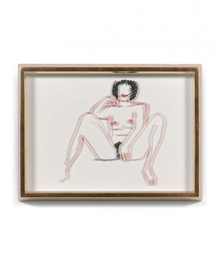 Monica sitting with legs spread by Tom Wesselmann