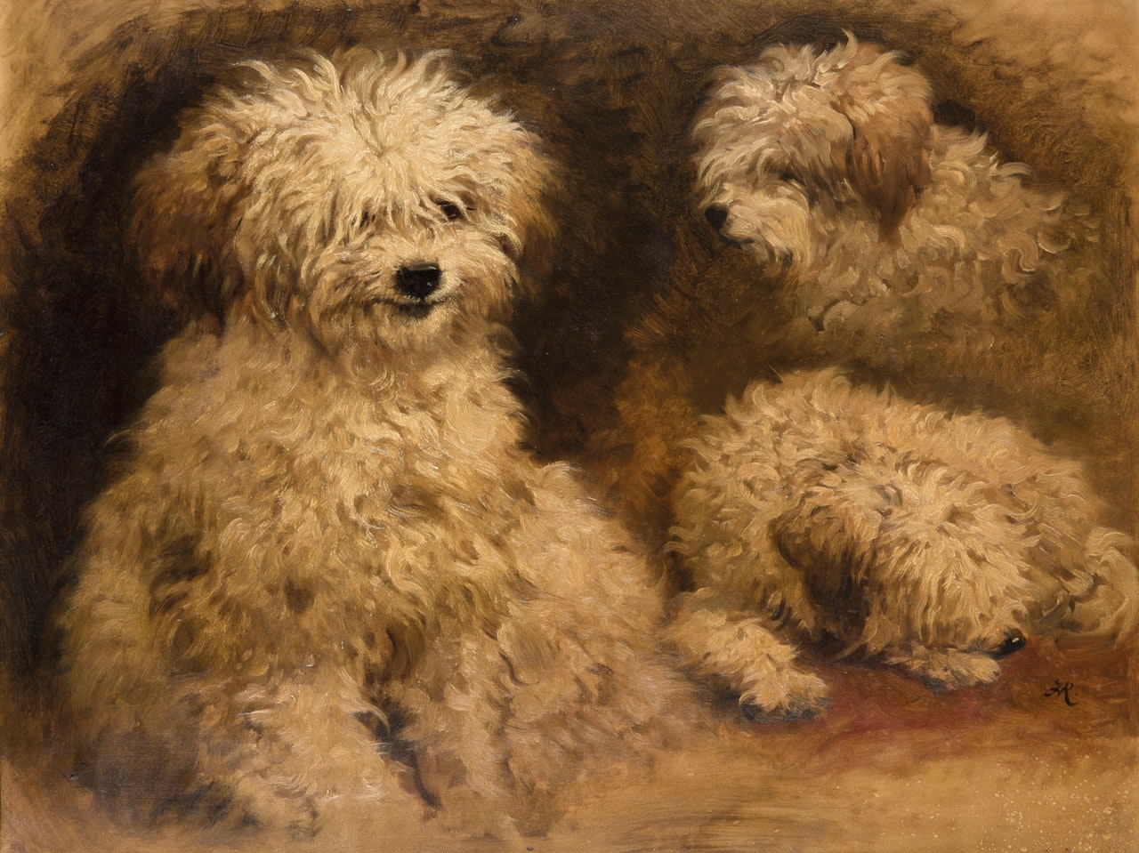 Three sheepdog puppies by Henriette Ronner-Knip