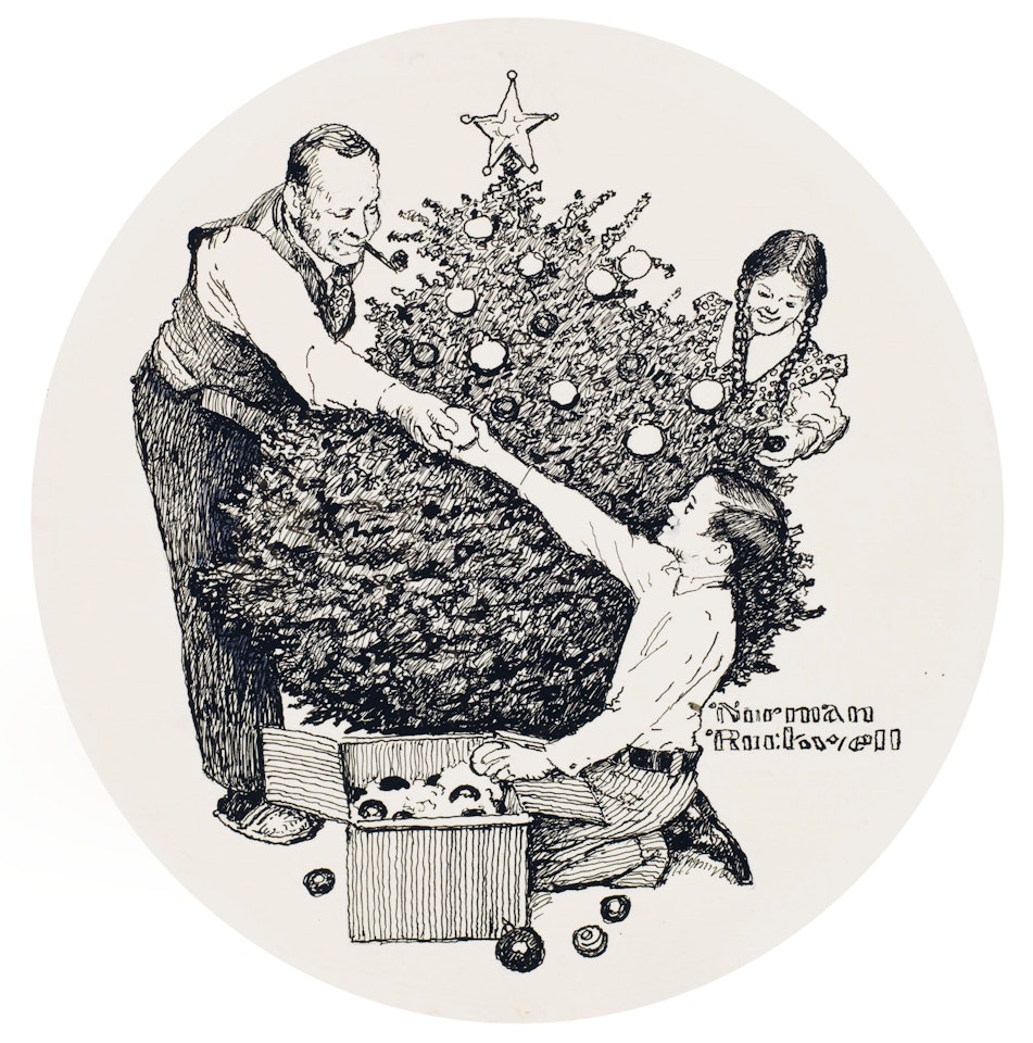 Trimming the Tree by Norman Rockwell