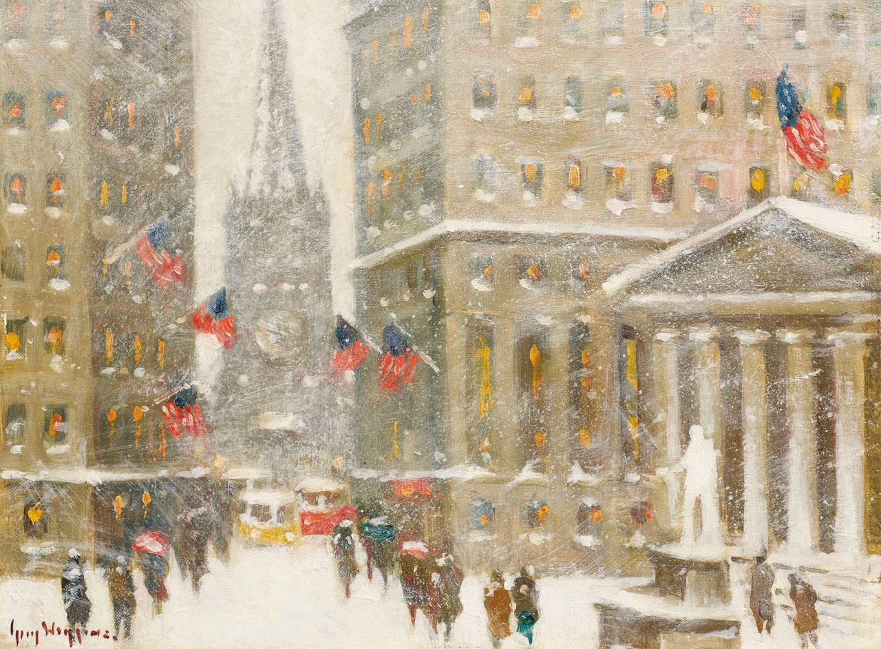 The Financial District, New York Winter by Guy Carleton Wiggins