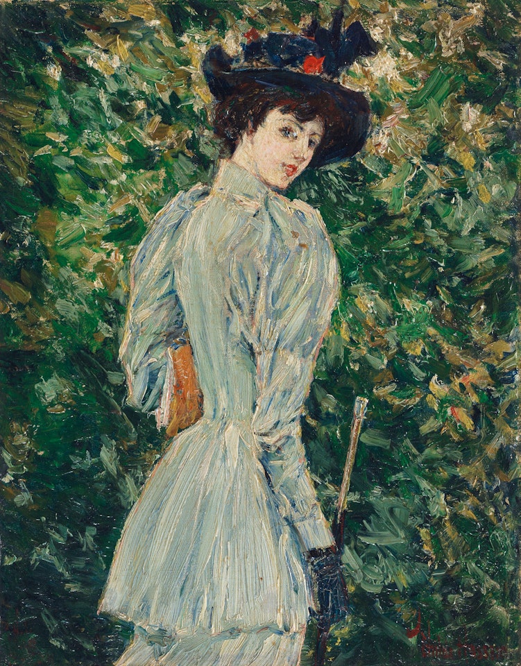 Lady in a Garden by Childe Hassam