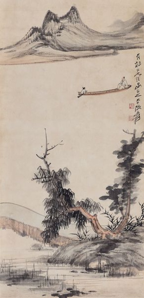 Sailing By Stream by Zhang Daqian
