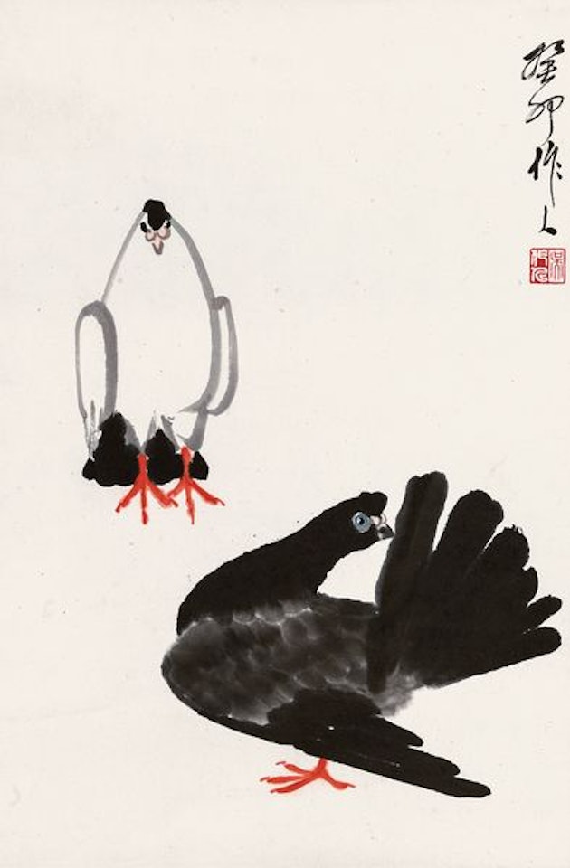 Double Pigeons by Wu Zuoren