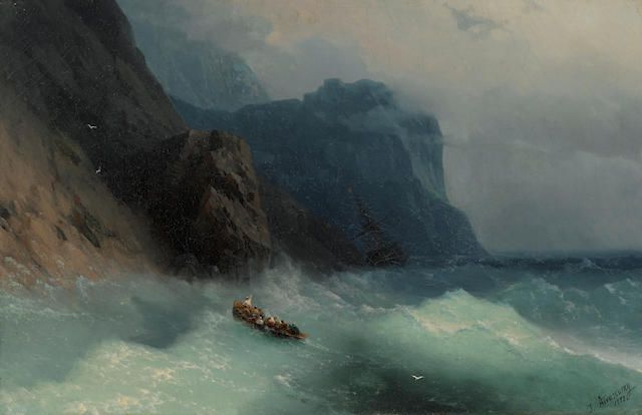 Shipwreck on a rocky shore by Ivan Konstantinovich Aivazovsky
