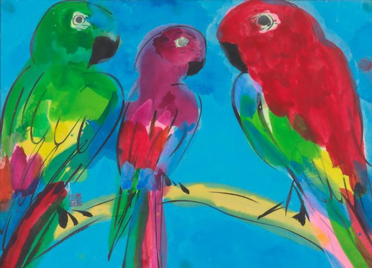 Three Parrots by Walasse Ting