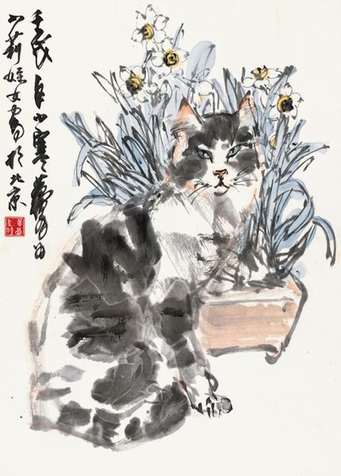 Narcissus and Cats by Huang Zhou