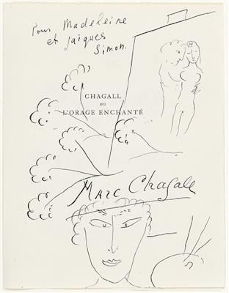 Selfportrait at Chavalet aux Fleurs by Marc Chagall