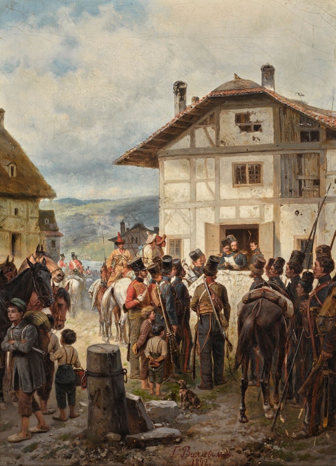 RUSSIAN TROOPS AWAITING ORDERS by Bogdan Pavlovich Villevalde