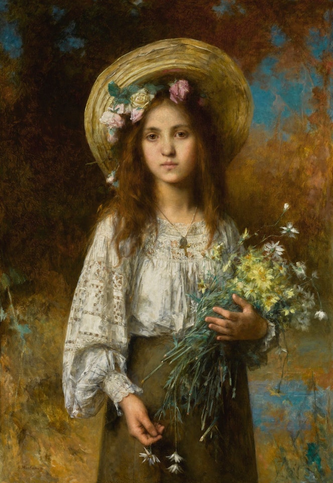 GIRL WITH FLOWERS by Alexei Harlamoff