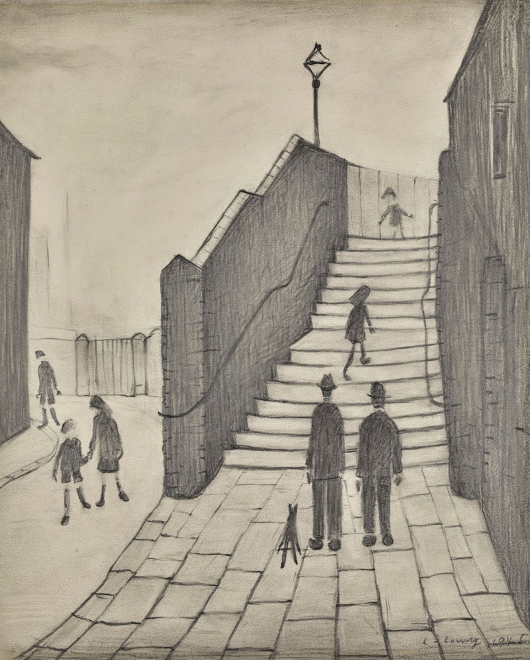 THE RAILWAY STEPS, RAMSBOTTOM by Laurence Stephen Lowry