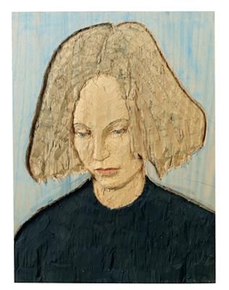 Frau vor hellblauem Hintergrund (Woman against a light blue background) by Stephan Balkenhol