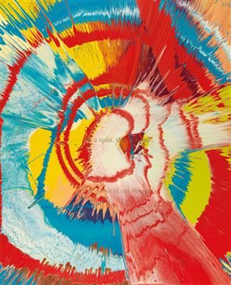 In a spin, the action of the world on things, blue and red swirl by Damien Hirst