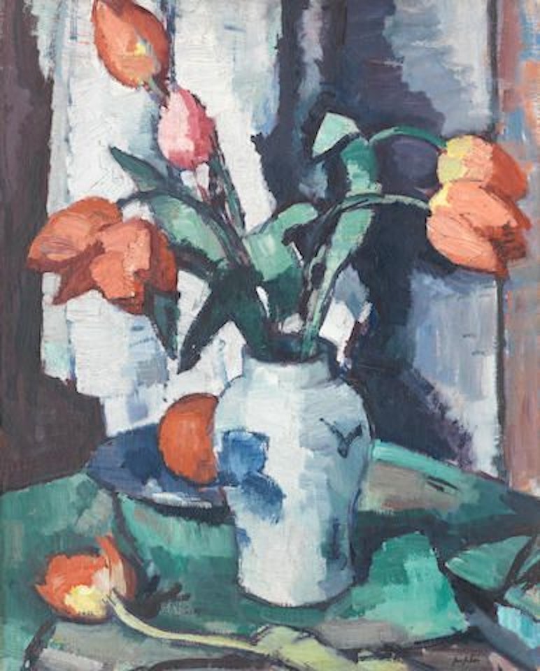 Tulips in a Chinese Vase by Samuel John Peploe