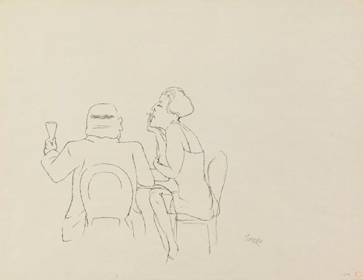 Im Café / Sitzende im Profil by George Grosz