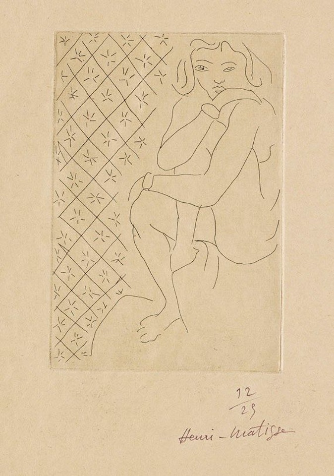Nu assis, fond de carreaux étoilés by Henri Matisse