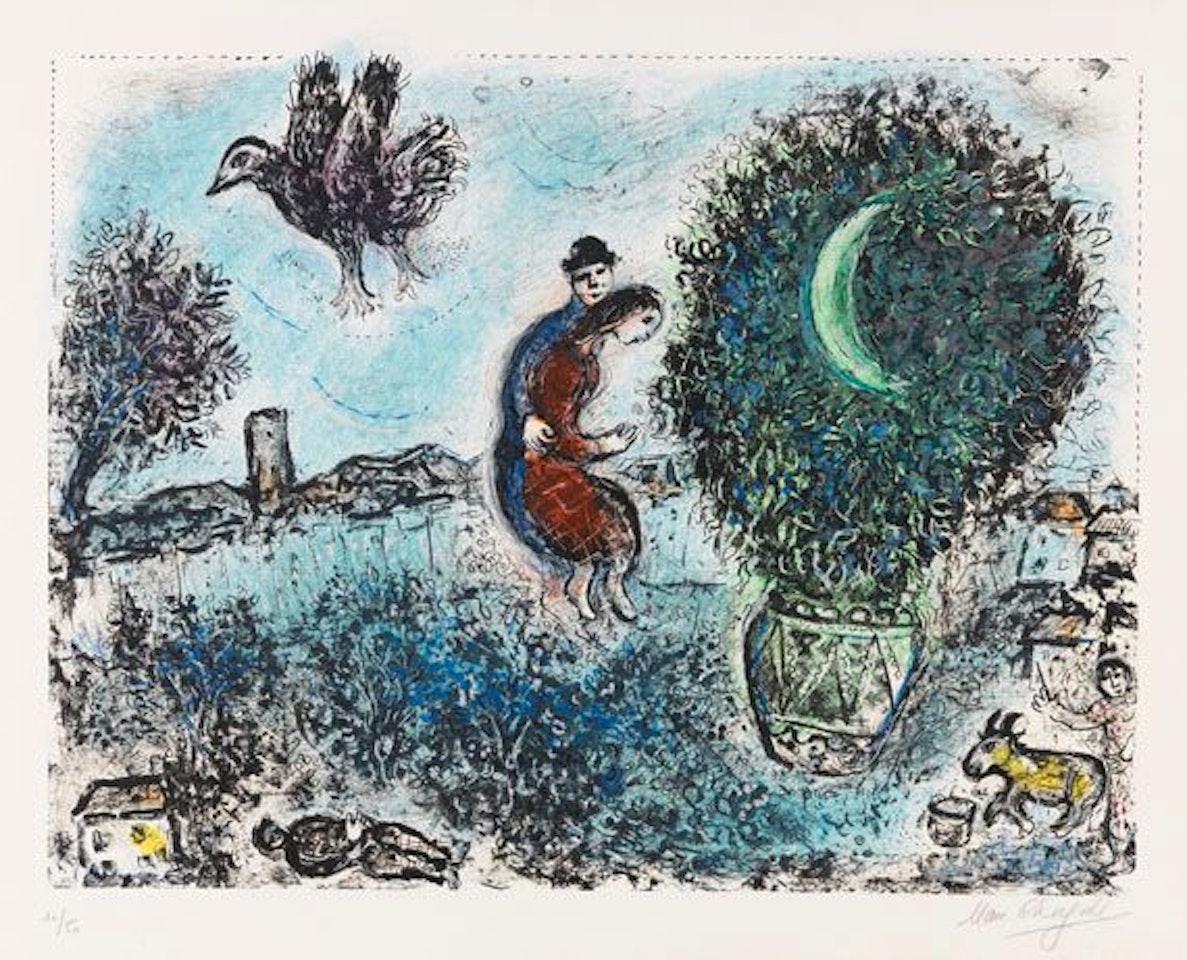 La Lune dans le Bouquet (Der Mond im Blumenstrauß) by Marc Chagall