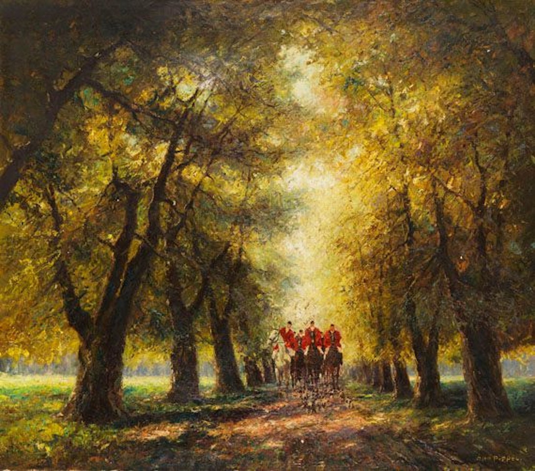 Ausritt zur Jagd (Fürstenrieder Allee bei München) by Otto Pippel