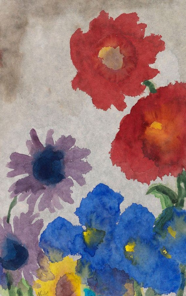 Dahlien, Astern und Iris by Emil Nolde