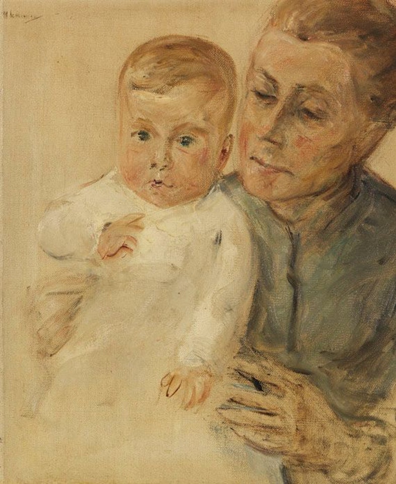 Enkelin Maria auf dem Arm der Kinderfrau by Max Liebermann