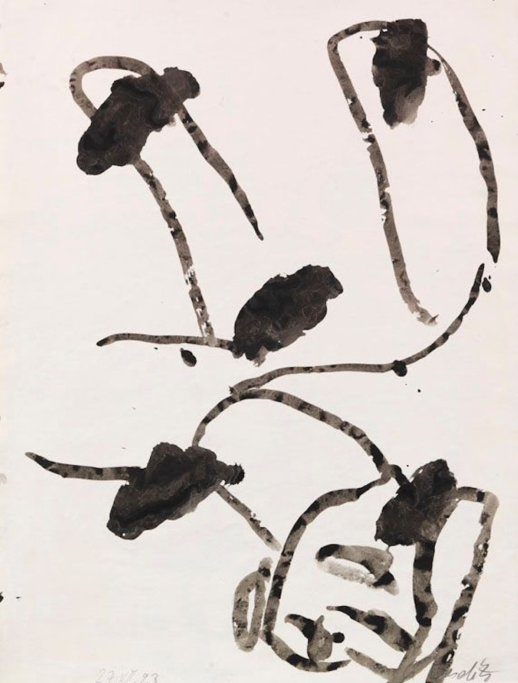 Ohne Titel (Schultafel) by Georg Baselitz