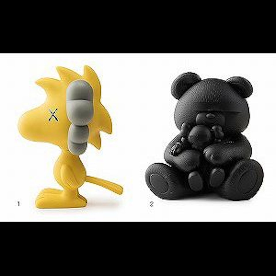 1. WOODSTOCK (KAWS version) / 2. Undercover Bear KAWS Companion (Black) by Kaws