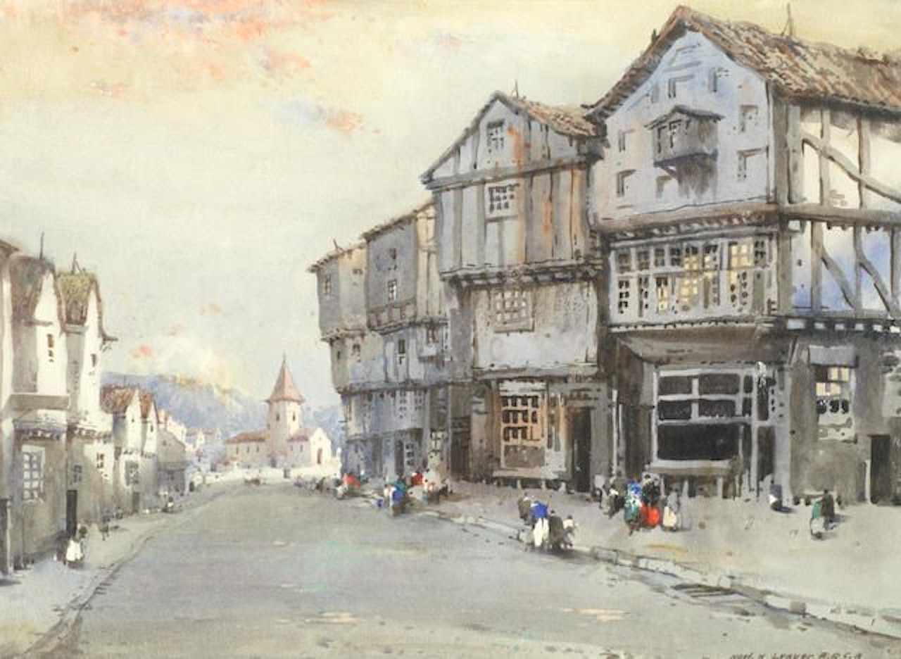 Street Scene at Dusk by Noel Harry Leaver