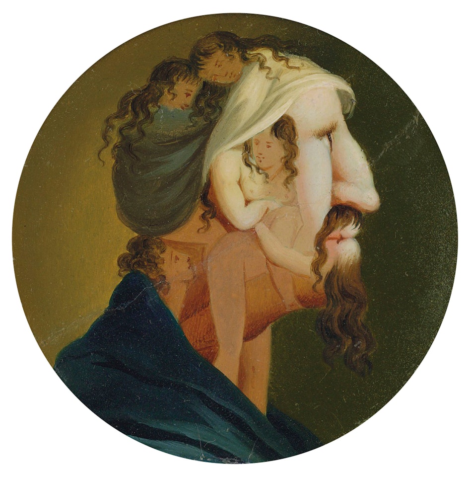 Head of a man in profile composed of six female nudes by Louis-Leopold Boilly