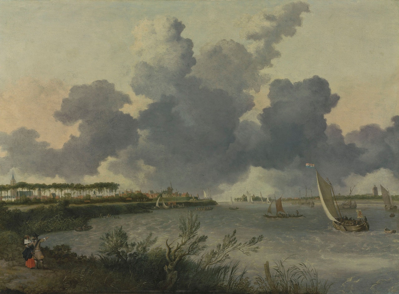 A view of Gorinchem from the Merwede river by Allart van Everdingen
