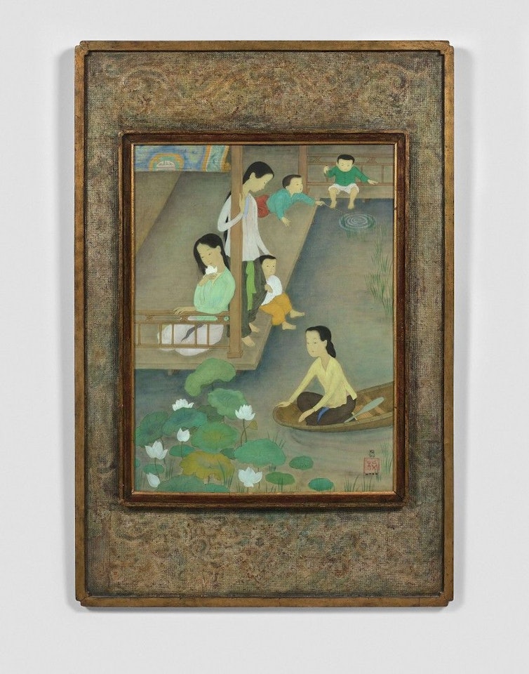 Women and children by the river by Mai Trung Thu