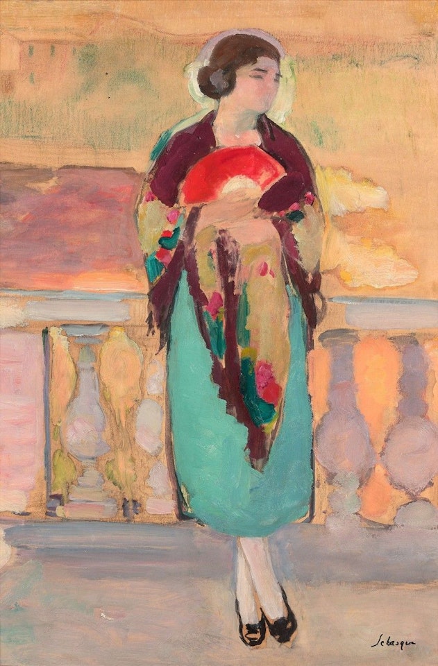 Young girl with a fan by Henri Lebasque