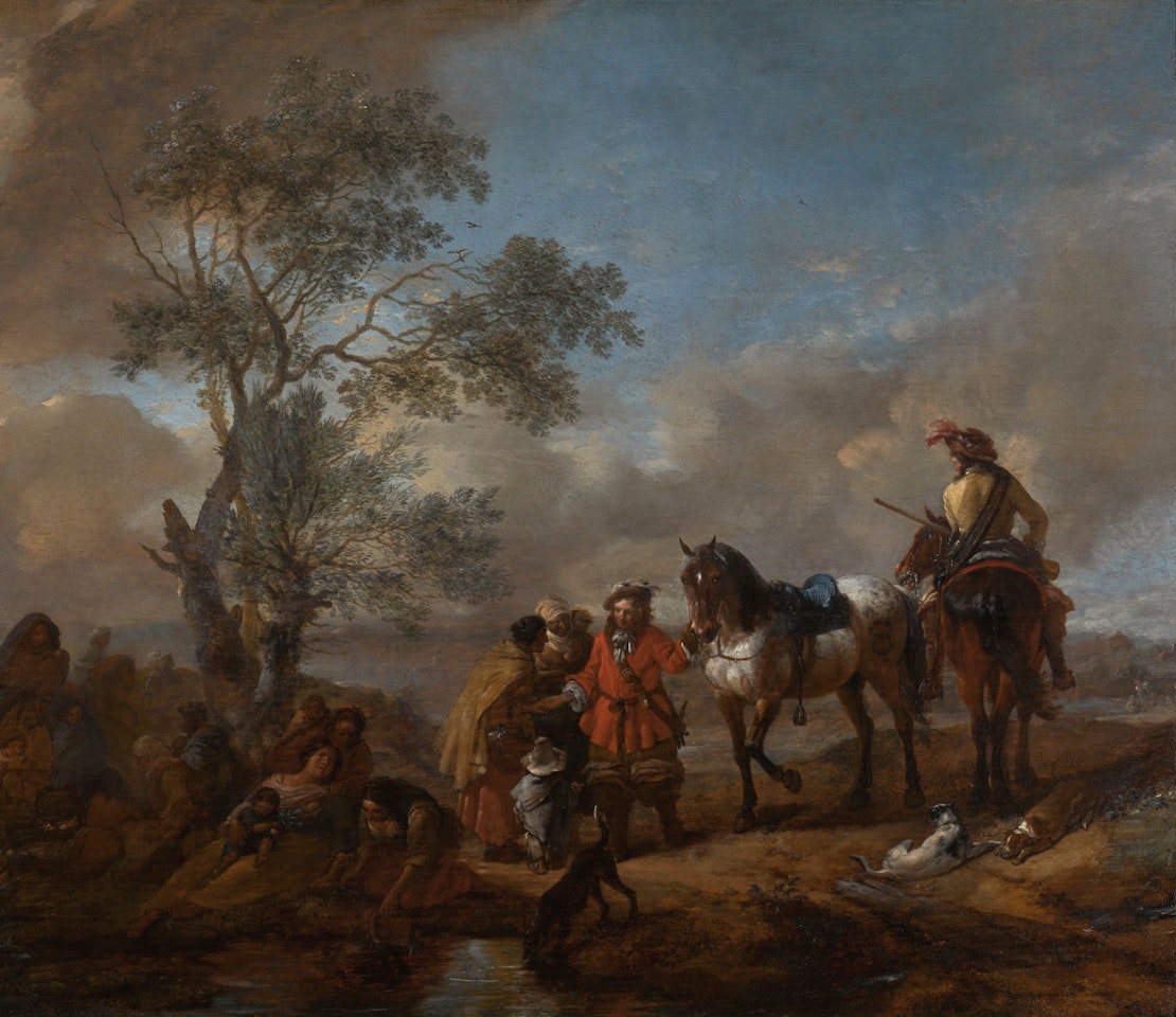 THE HALT AT THE GYPSY CAMP by Philips Wouwerman