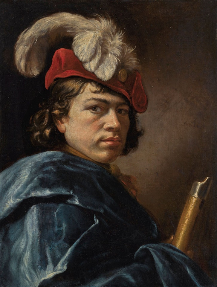PORTRAIT OF A MAN HOLDING A FLUTE by French School