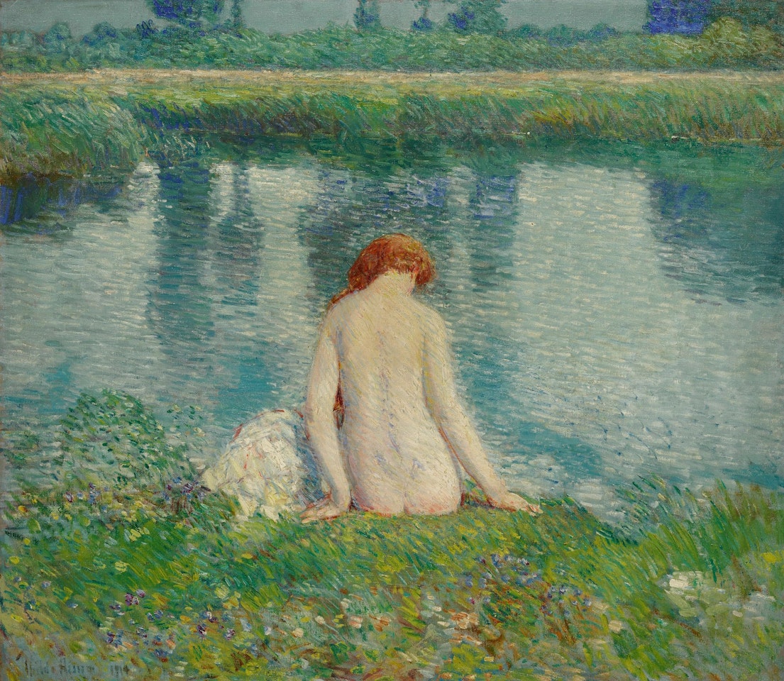 BATHER AND CLOUD REFLECTIONS by Childe Hassam