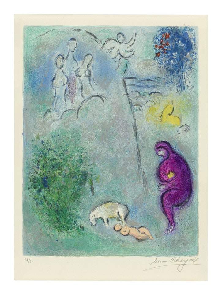 DAPHNIS DISCOVERS CHLOÉ (MOURLOT 310; SEE C. BKS. 46) by Marc Chagall