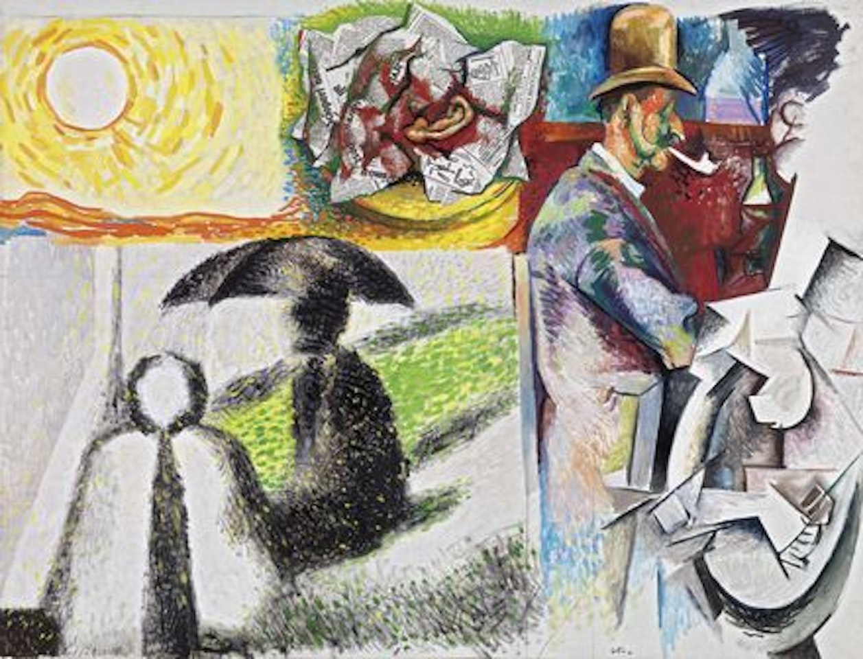 Omaggio agli Impressionisti (Sole e orecchio di Van Gogh, SEURAT, CÉZANNE, PICASSO) by Renato Guttuso