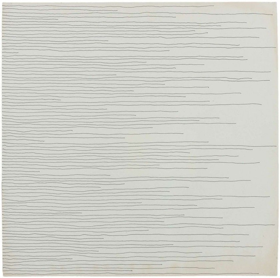 NOT STRAIGHT LINES OF RANDOM LENGTH FROM THE LEFT SIDE by Sol LeWitt