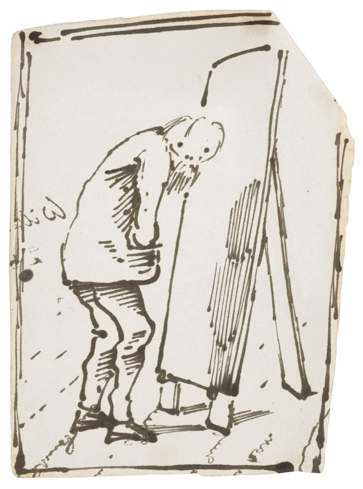 The artist in front of his easel by Edward Coley Burne-Jones