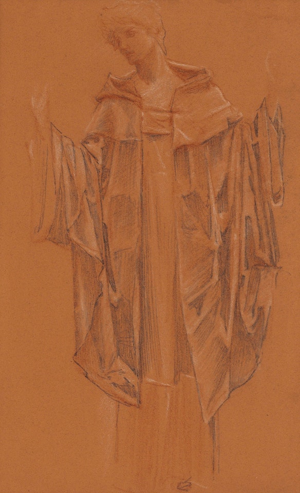 Study of a cloaked figure, probably the angel in 'The Failure of Sir Lancelot' by Edward Coley Burne-Jones