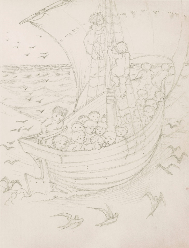 Children sailing by Edward Coley Burne-Jones